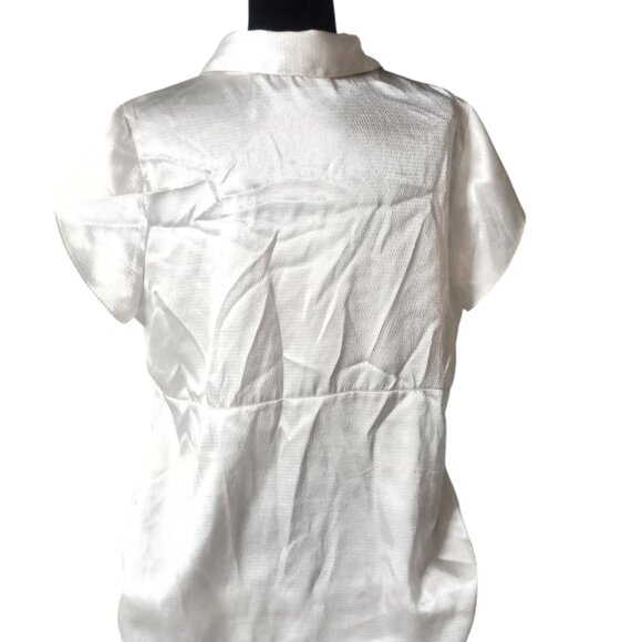 Notations Women's Plus Size 2X Ivory Ruffled Short Sleeve Blouse - Picture 6 of 6